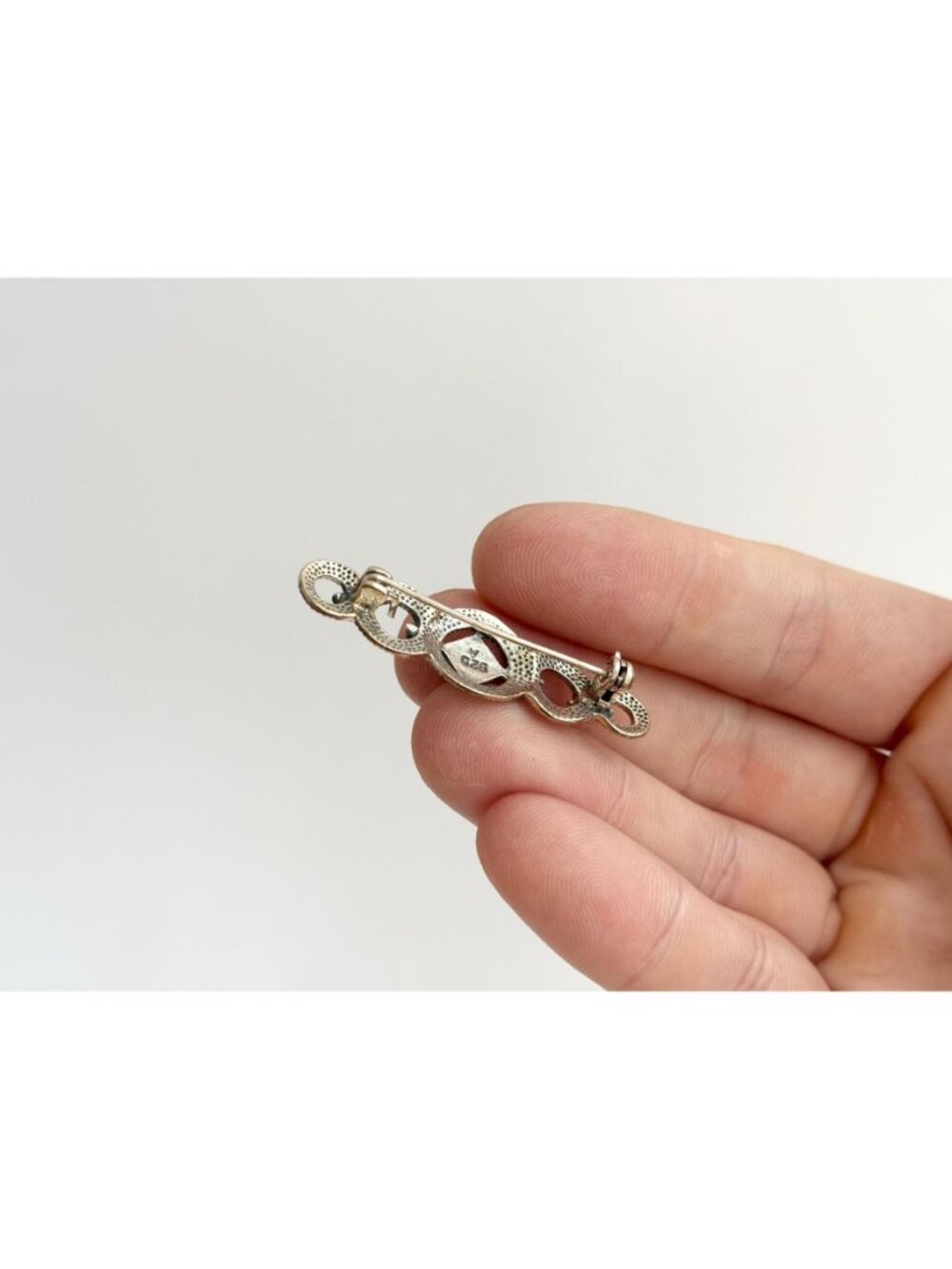 Art Deco Abstract Marcasite Accented Sterling Silver Vintage 925 Brooch | Pin - Picture 8 of 10